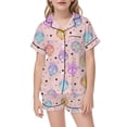 thumbnail image 4 of Afdoent Girls Pajamas Set Halloween Skeleton Print Sleepwear Short Sleeve With Shorts 2Pcs Pajama Sets For Kids Casual Lapel Loungewear Comfortable Holiday Sleepwear 9-10 Years, 4 of 5