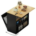 thumbnail image 6 of Craftian Kitchen Island with Drop Leaf & Power Outlets, Kitchen Storage Cart with 2 Trash Can Cabinets & Storage Shelves, Black, 6 of 10