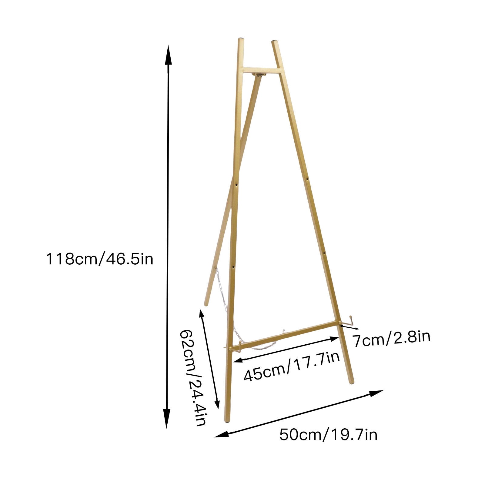 Tall Steel Pipe Portable Floor Easel Stand for Decorative Display Large Gold Wed 2* Portable Floor Easel Stand Drawing Poster Display Sketch Painting 50*62*118cm