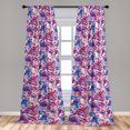thumbnail image 4 of Ambesonne Botanical Curtains, Watercolor Splashes Flora, Pair of 28"x84", Hot Pink and Cobalt Blue, 4 of 5
