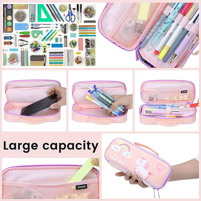 Pencil Bag Pen Case Makeup Bag Pen Pencil Stationery Pouch Bag Case/PU  Leather Small Pencil Pouch Students Stationery Pouch Zipper Bag - Green 