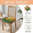thumbnail image 2 of Stained Glass Landscape Seat Covers for Dining Room Chairs Set Of 4,Stretch Printed Washable Chair Seat Cover with Elastic Ties and Button,Removable Waterproof Couch Cushion Covers, 2 of 6