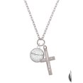 thumbnail image 2 of Delight Jewelry Silvertone Domed Philippians 4:13 Be Strong and Courageous Engraved Cross Zoey Necklace, 28", 2 of 4