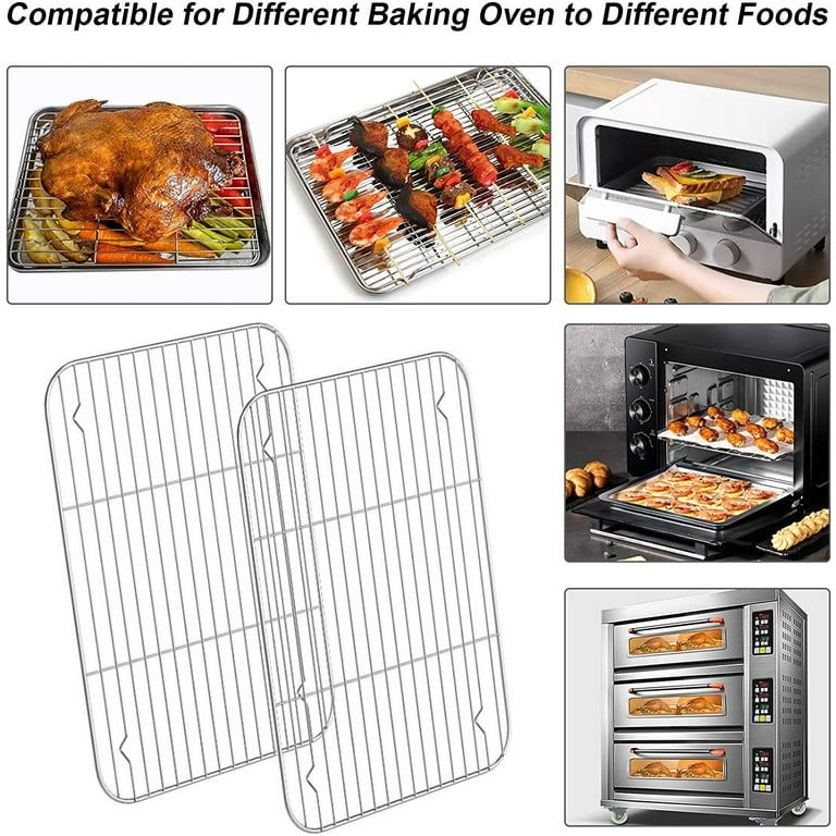 Cooling Rack Set for Baking Cooking Roasting Oven Use, Cribun 2-Piece  Stainless Steel Grill Racks, Fit Small Cookie Sheets - Oven & Dishwasher  Safe ,Rectangle 15.3*11.3*0.6 