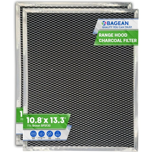 Broan Range Hood Charcoal Filter for 10.81' x 13.31' BPSF30 99010308 - Carbon Ductless Exhaust Hood Filter - Freshens Kitchen Air Over Oven (2-Pack)