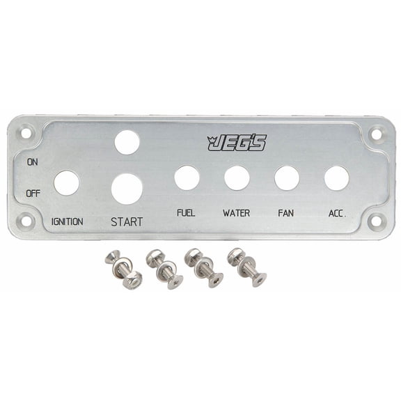 JEGS Ignition Switch/Start Button/4-Toggle Panel With Engraved Switch Labels and Epoxy Inlay
