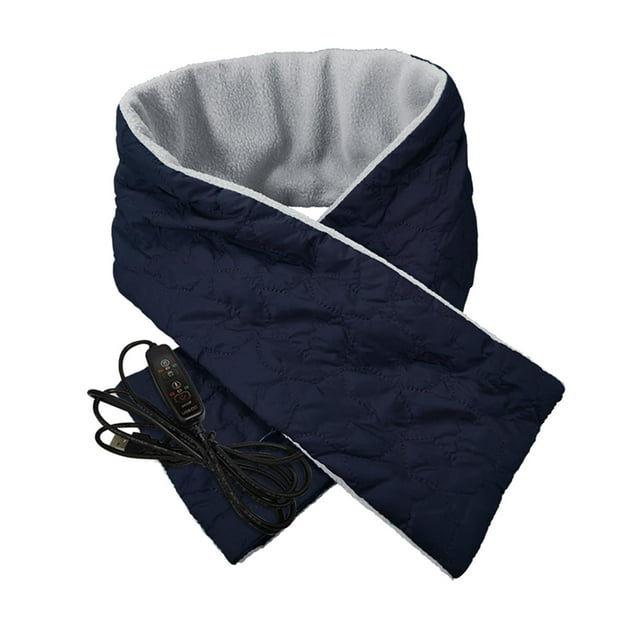 Bufandas con calefacción eléctrica Chal 3 modos Mujeres Hombres Cuello Almohadilla Calentador Cuello Poliéster Cálido Bufanda de Interruptor de temporizador azul BLESIY Bufanda de invierno para mujer