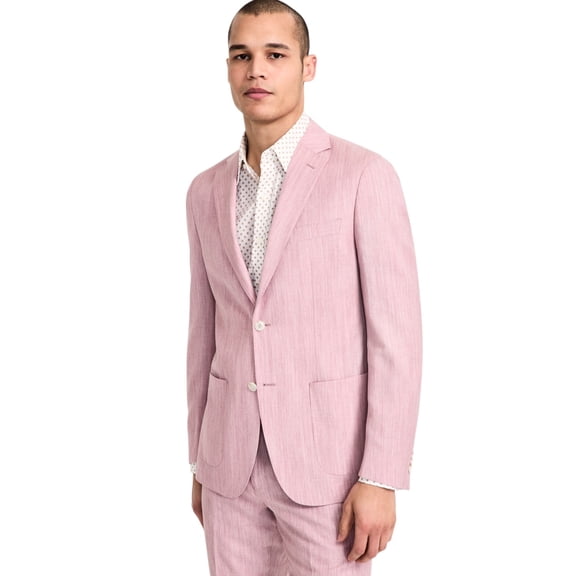 Michael Kors Mens Classic fit Suit Jacket Blazer 42 L Light Pink Solid Wool