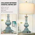 thumbnail image 4 of Cinkeda Farmhouse Resin Table Lamp Set of 2 with USB A+C Ports AC Outlet for Bedroom Living Room 26" Costal Blue 3 Way Dimmable Bedside Nightstand Lamps, 4 of 8