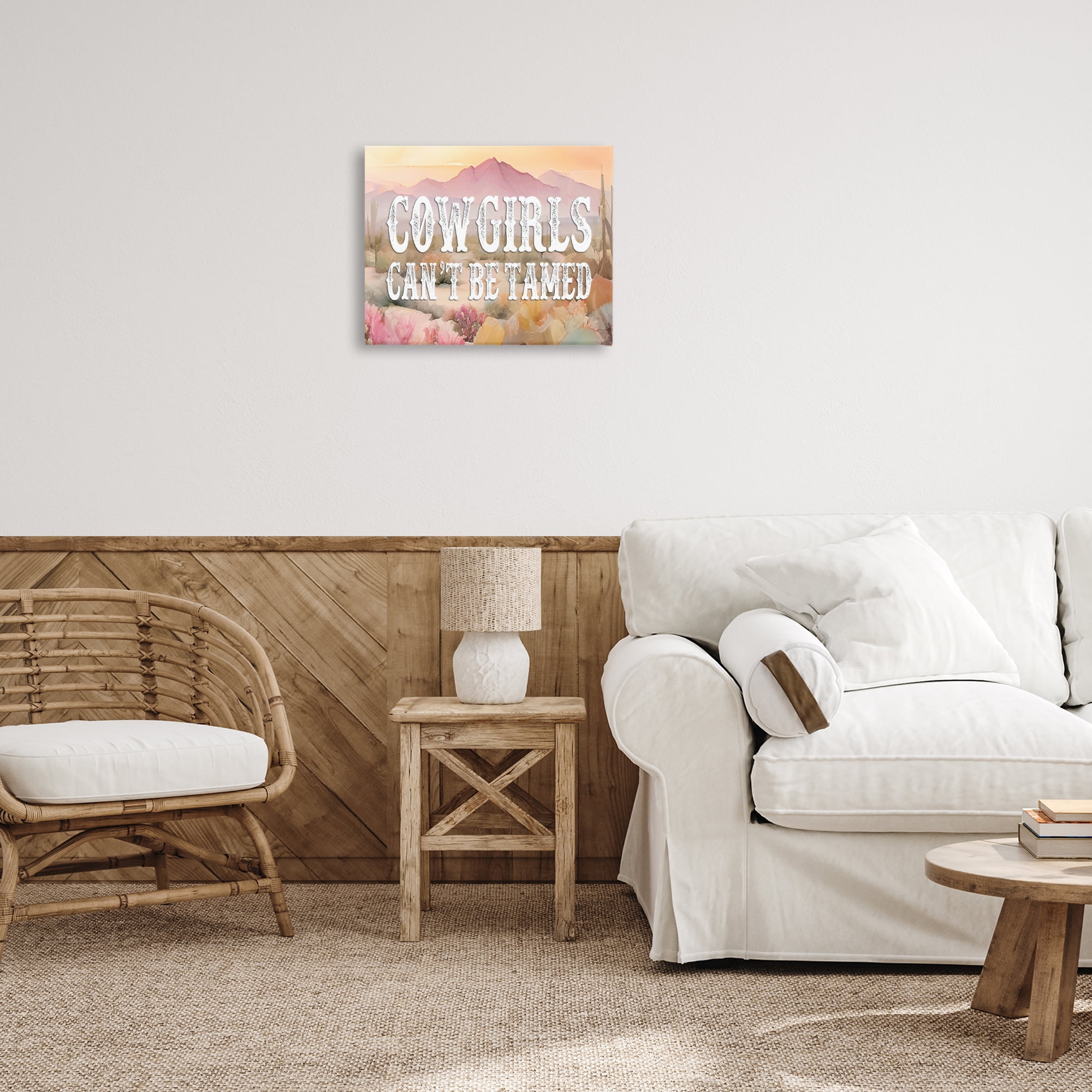 Stupell Industries Cowgirls Can't Be Tamed Landscape & Nature Painting Wrapped Canvas Art Print Wall Art, 20 x 16