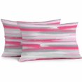 thumbnail image 2 of Lumbar Pillow Covers 20x12 Inch Set of 2, Pink Gray Stripes Waterproof Outdoor Pillow Covers, Watercolor Modern Abstract Minimalist Decorative Cushion Pillowcases for Couch, Sofa, Bed, Garden, Patio, 2 of 9
