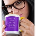 thumbnail image 2 of 3drose, Does This Ring Make Me Look Married Purple and White, 15oz Two-tone Yellow Mug, 2 of 6