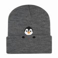 thumbnail image 4 of XIAOCHA Warm Fall‑Winter Beanie for Women，Penguin‑Embroidered Beanies，Daily Outdoor Headwear,Grey, 4 of 6