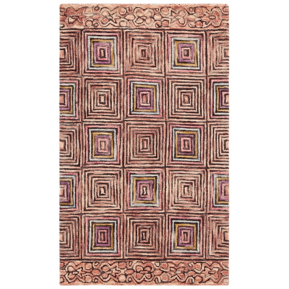 SAFAVIEH Aspen Chedomir Geometric Wool Area Rug, Pink/Blue, 3' x 5'