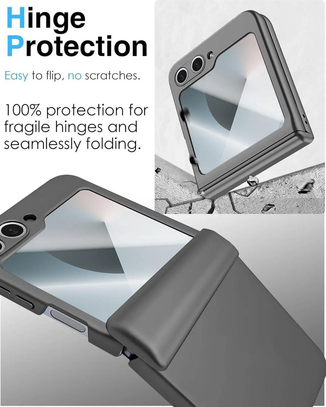 Case for Samsung Galaxy Z Flip 6 Case / Z Flip 7 FE, Hinge Protection, Built-in Screen Protector, Wireless Charging, Slim Rugged Phone Protective Case for Galaxy Z Flip 6