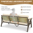 thumbnail image 6 of 6-Piece Patio Furniture Conversation Set, All-Weather Steel Outdoor Sectional Sofa Set with 2 Ottomans & Acacia Wood Coffee Table, Beige, 6 of 11