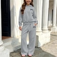 thumbnail image 3 of BLCHUNen Clothes for Girls 2 Piece Outfit Casual Hooded Workout Sweatshirts Wide Leg Print Pants Lightweight Workout Sets,Gray1, 3 of 6