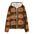 thumbnail image 3 of Chandails à Capuche Zippés pour Femmes Rabais de 50 % en Liquidation Mode Halloween Imprimé Hauts à Manches Longues Poches à Capuche, 3 of 4