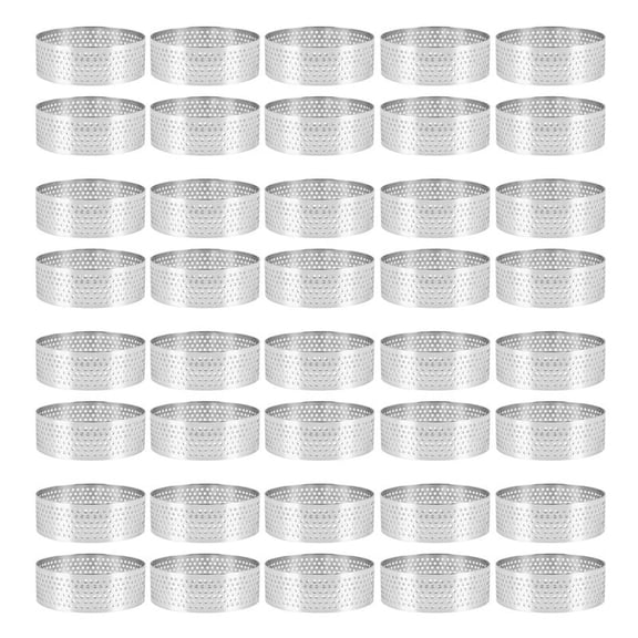 40Pcs Round Dessert Stainless Steel Perforated Fruit Pie Quiche Cake Mousse Mold Kitchen Baking Mold 6cm