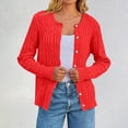 thumbnail image 2 of YDFCWXW Long Sleeve Lightweight Cardigan Sweater for Women Button Up Soft Knit Casual Cropped Sweater Bolero Shrug 2025 Fall Red, M, 2 of 4