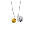 thumbnail image 2 of Delight Jewelry Silvertone Large Optic Yellow Softball Silvertone Script Initial Disc - & - Charm Necklace, 20"+3", 2 of 4
