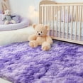 thumbnail image 4 of ZENELESS 9'x12' Tie-Dye Purple Plush Shaggy Rug, Extra Large Soft Indoor Modern Fluffy Carpet for Stylish Home Decor, 4 of 7