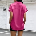 thumbnail image 4 of Amzcrzy Shirts for Women Trendy Button Down Silk Blouses for Women Dressy Casual Solid Color Satin Summer Tops Comfy Short Sleeve Turn Down Collar Business Outfits 2XL, 4 of 9