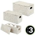 thumbnail image 2 of mDesign Woven Water Hyacinth Storage Basket, Lid/Handles, Set of 3 - White Wash, 2 of 9