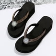 thumbnail image 6 of VBARHMQRT Black Flip Flops for Women Wide Shoes Slope Heel Thick Toe Clip Beach Herringbone Slippers Color Bright Diamond Fashion Home Thick Bottom Slippers Shower Flip Flops Women, 6 of 6
