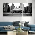thumbnail image 4 of Black and White Wall Art Indianapolis City Skyline Pictures for Living Room Nightscape Canvas Paintings 3 Piece Artwork Room Decorations Giclee Framed Stretched Ready to Hang, 60" Wx28 H, 4 of 5