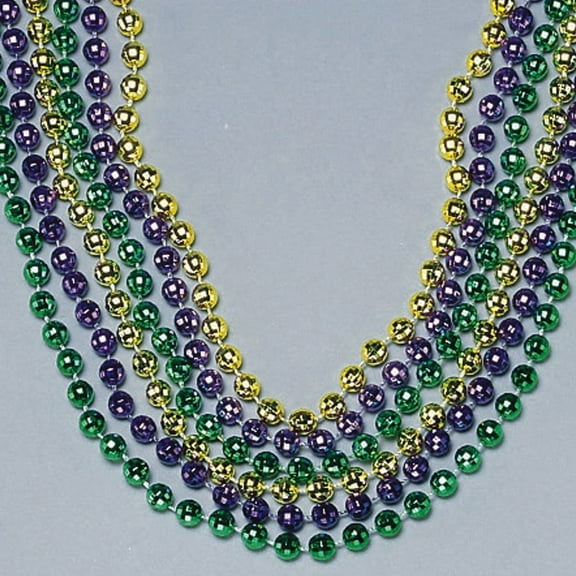 S&S Worldwide 33" Mardi Gras Party Bead Necklace with 7mm Mirror Ball Beads in Purple, Green and Gold. Perfect for Mardi Gras Parties and Events. Pack of 36 makes the Perfect Novelty Party Favors.