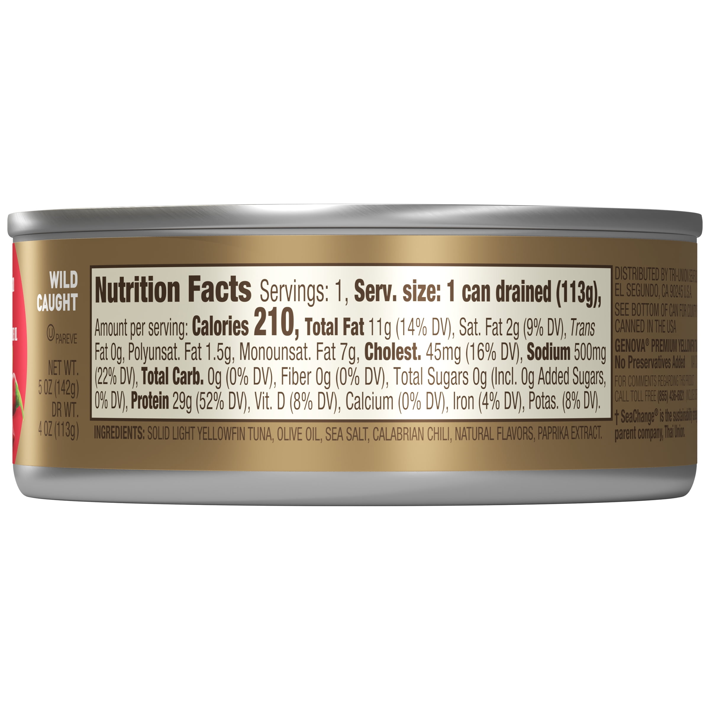 (6 pack) Genova Premium Yellowfin Tuna in Calabrian Chili Infused Olive Oil 5 oz