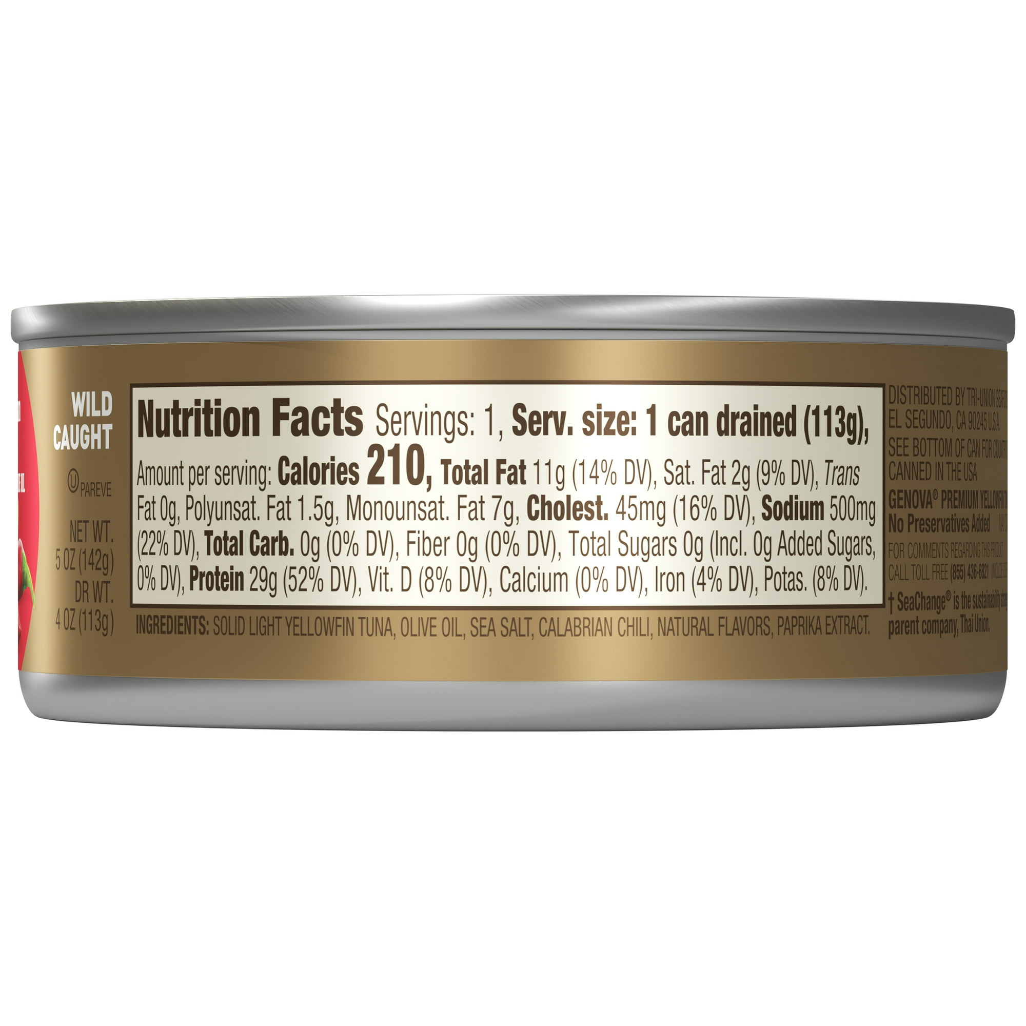 (6 pack) Genova Premium Yellowfin Tuna in Calabrian Chili Infused Olive Oil 5 oz