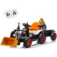 thumbnail image 4 of Xuanlur 24V Ride on Excavator with 4-in-1 Construction Attachments (Excavator, Dump Truck & Bulldozer), Ride on Tractor w/Remote Control, Swivel Seat, Kids Electric Vehicles for Kids 3+ (Orange), 4 of 7