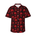 thumbnail image 1 of Fotbe Red Skulls Camisa Hawaiana para Hombre Unisex – Camisa Casual de Verano con Botones de Manga Corta de Algodón y Lino,X-Large, 1 of 7