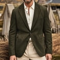 thumbnail image 2 of Men's Casual Suede Blazer, Slim-Fit Single-Breasted Winter Jacket, Dark Green, L, 2 of 6