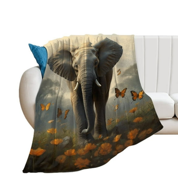 Colorful Elephant Flower Blanket for Bed Throw Blanket for Women, Men And Super Soft Plush Blanket Throw, Print Blanket, Blanket