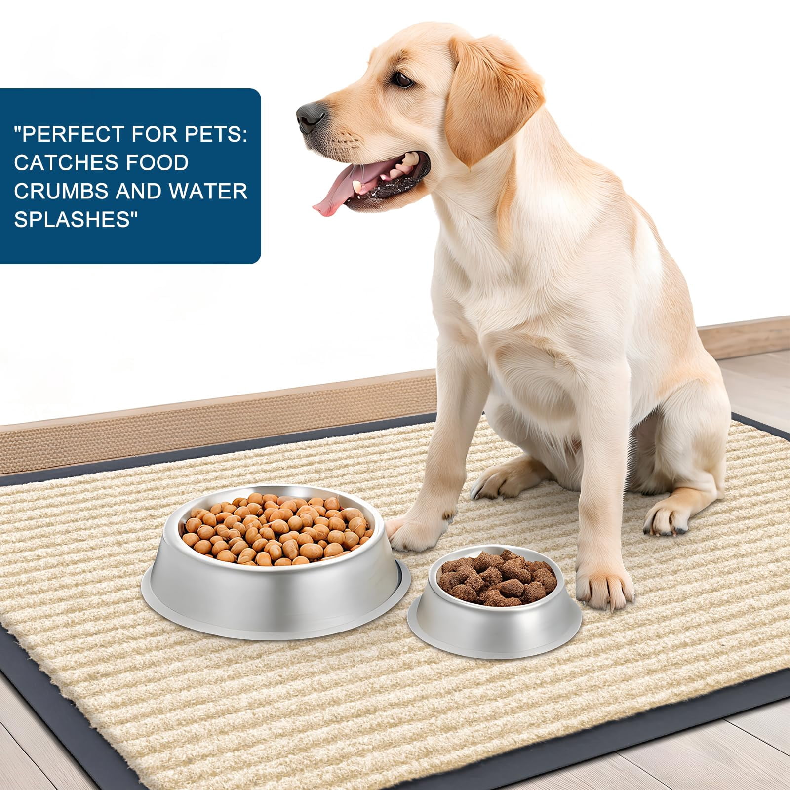 Front Door Mat Indoor Outdoor Entrance  2-pack 29.5 X 17 Inch Waterproof Heavy Duty Doormat Fade Resistant Low Profile Easy Clean Patio Porch Welcome Floor Mats For Entry Beige