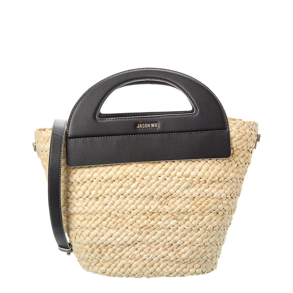 Jason Wu Straw & Leather Bucket Bag, Brown