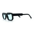 thumbnail image 6 of Retro Mod Narrow Rectangle Horn Rim Beveled Thick Plastic Sunglasses Black - Blue, 6 of 7