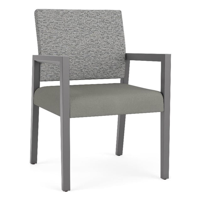 Pemberly Row Waiting Reception Guest Chair Wood Frame in Gray