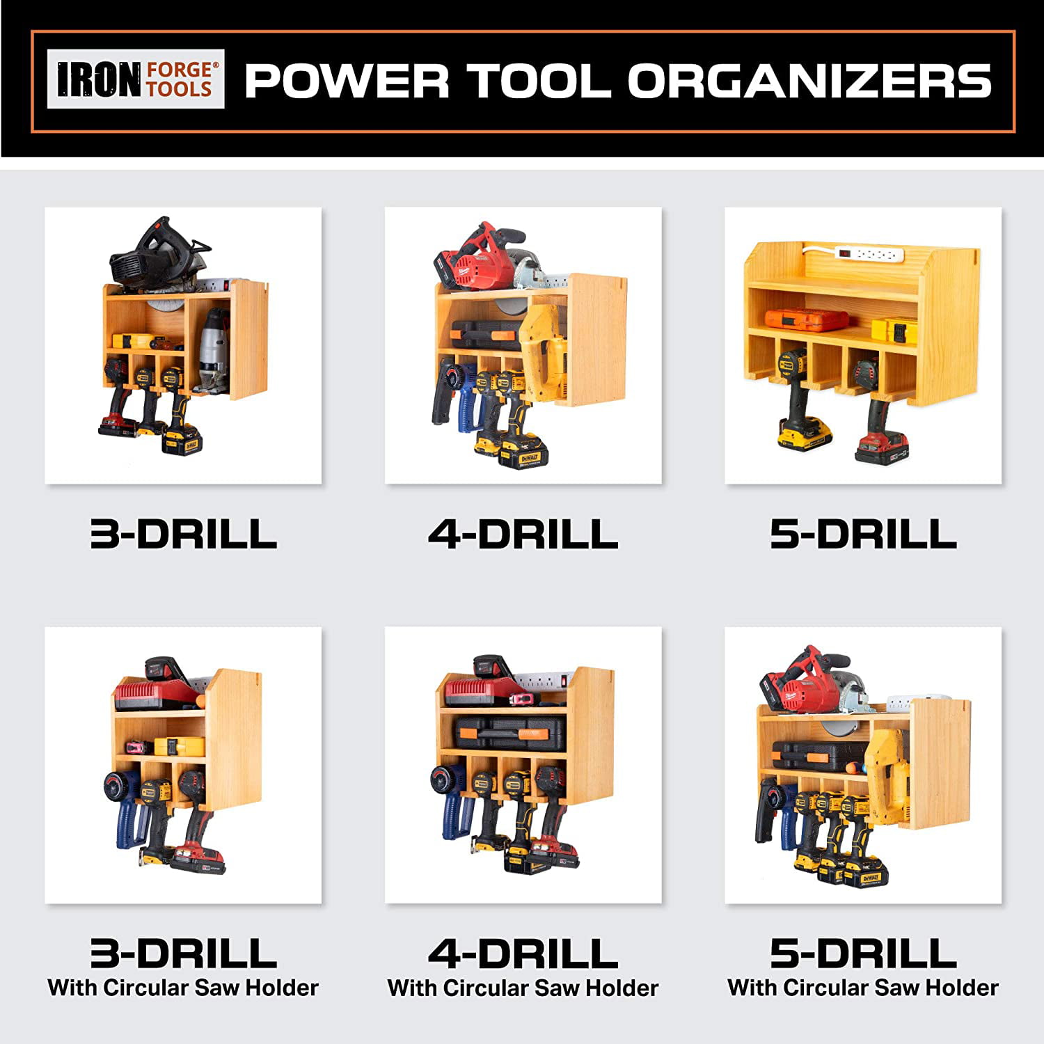 Compact Power Tool Organizer - Fully Assembled Wood Tool Chest and