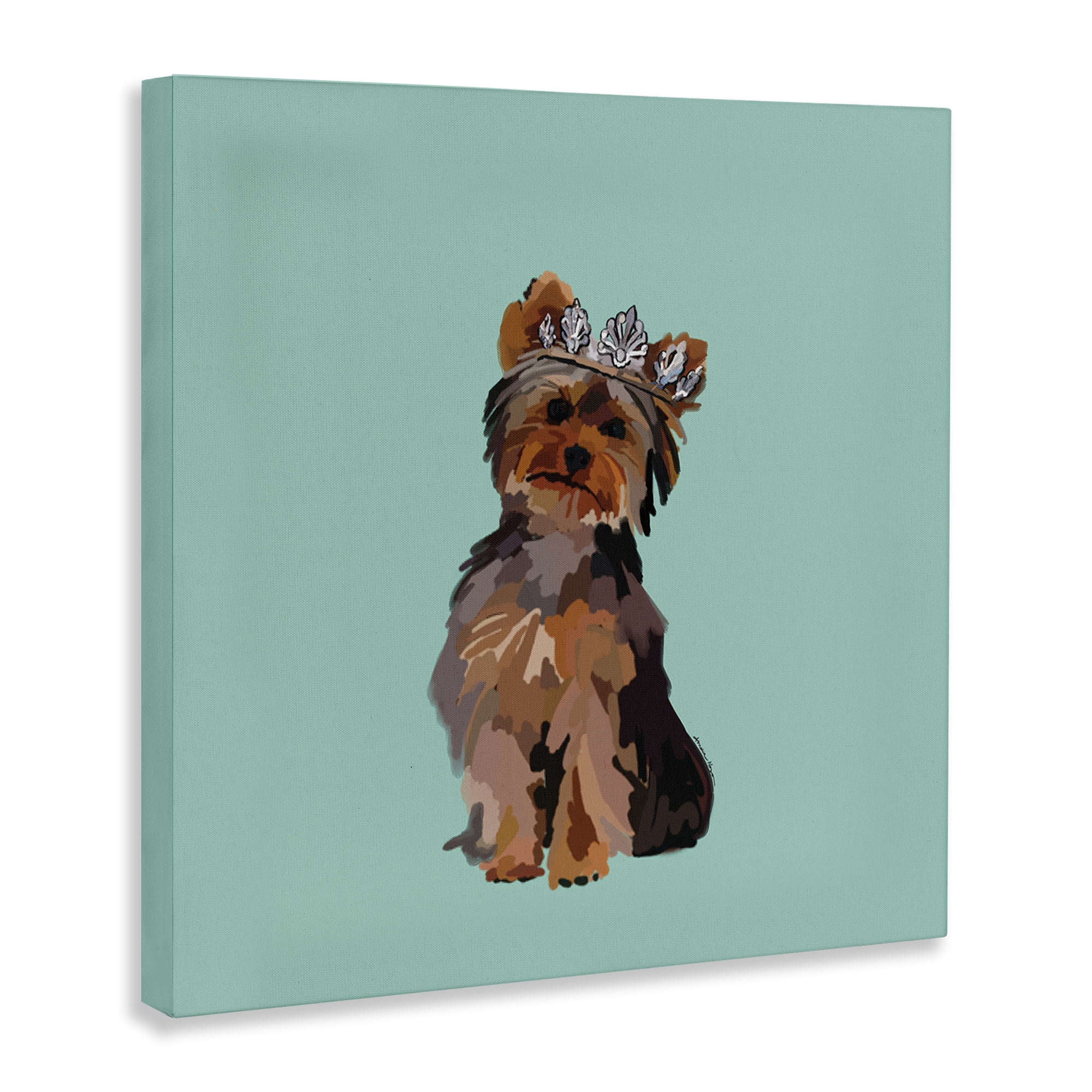 Stupell Industries Terrier with Crown Animals Painting Wrapped Canvas Art Print Wall Art, 36 x 36
