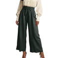 thumbnail image 3 of jiaxiM Comfy Pants Women High Waisted Wide Leg Linen Palazzo Pants Drawstring Oversized Linen Trousers for Women Lounge Pants Women Summer Beach Vacation Outfits, 3 of 6