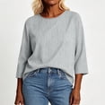 thumbnail image 6 of ThriftyPlait Casual Striped Tops for Women Cotton Crewneck 3/4 Sleeve T-Shirt Loose Slimming Drape Tunic Comfy Layering Everyday Office Knit Tops, 6 of 6