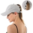 thumbnail image 2 of Womens Baseball Cap -Cross Ponytail Hat Baseball Cap, 2 of 6