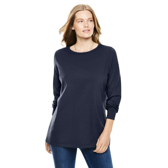 Woman Within Plus Size Perfect Long-Sleeve Crewneck Tee (Petite Available)