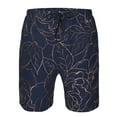 thumbnail image 4 of Kll Copper-Gold Gloss Outline Navy Dark Blue Men'S Casual Summer Beach Shorts Hawaiian Shorts With Pockets-Xx-Large, 4 of 9