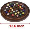 thumbnail image 7 of Large Solitaire Game Handmade Solid Wooden Marble Board Game Set with 36 Natural Marble Marbles Classic Thick Round Board Games for Adults Game Night (Walnut, Medium), 7 of 7