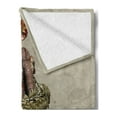 thumbnail image 2 of Fantasy Soft Flannel Fleece Throw Blanket, Westernly Geisha with Cry Make-Up Wrapped by Spiralling Dragon, Cozy Plush for Indoor and Outdoor Use, 70" x 90", Olive Green Eggshell, by Ambesonne, 2 of 5
